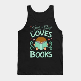 Just a Gilr who Loves Books, Aqua Tank Top